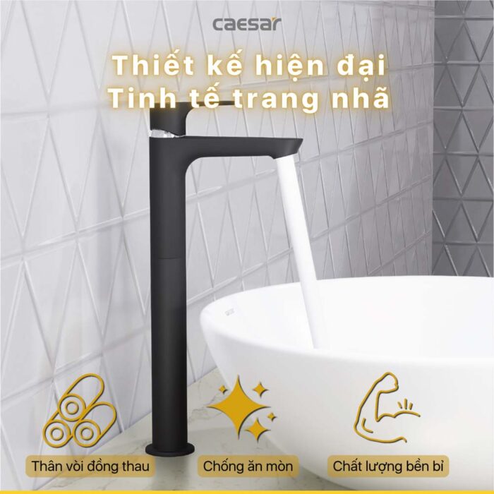 Vòi lavabo CAESAR B061CBU cổ cao nước lạnh - Ảnh 7