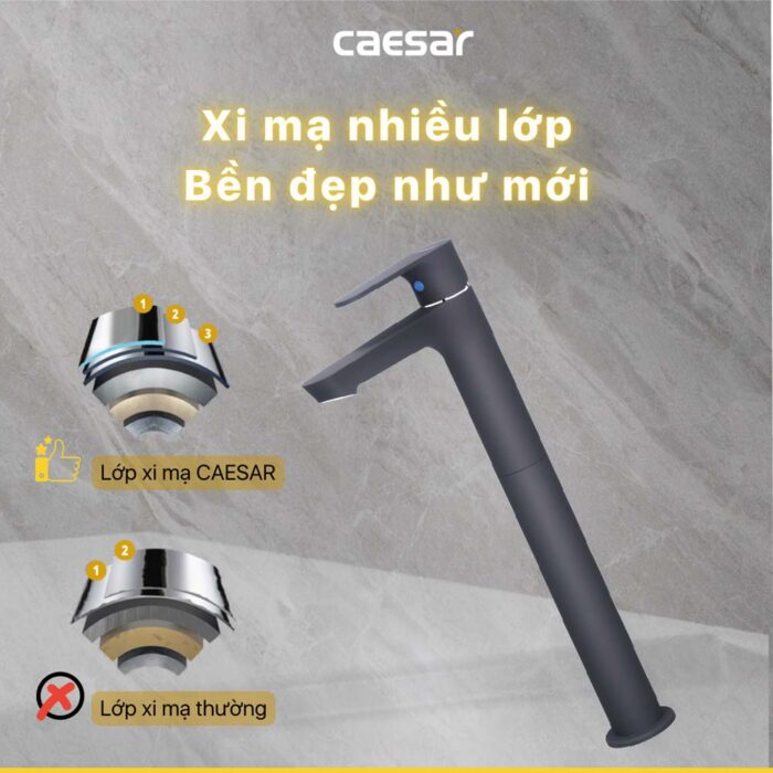 Vòi lavabo CAESAR B061CBU cổ cao nước lạnh - Ảnh 8