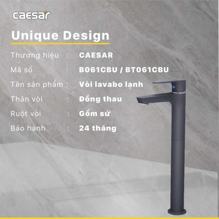 Vòi lavabo CAESAR B061CBU cổ cao nước lạnh - Ảnh 11
