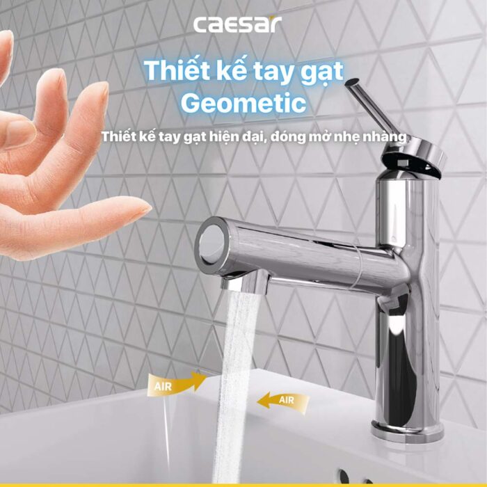 Vòi lavabo CAESAR B196C dây rút nóng lạnh - Ảnh 10