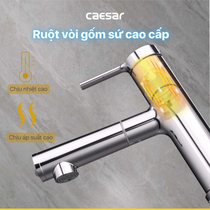 Vòi lavabo CAESAR B196C dây rút nóng lạnh - Ảnh 11