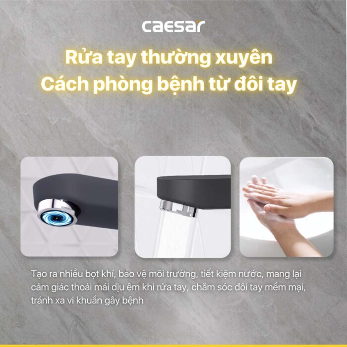 Vòi lavabo CAESAR B571CBU cổ cao nóng lạnh - Ảnh 5