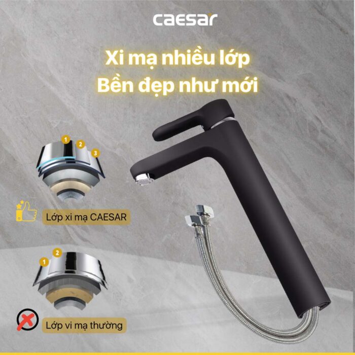 Vòi lavabo CAESAR B571CBU cổ cao nóng lạnh - Ảnh 7