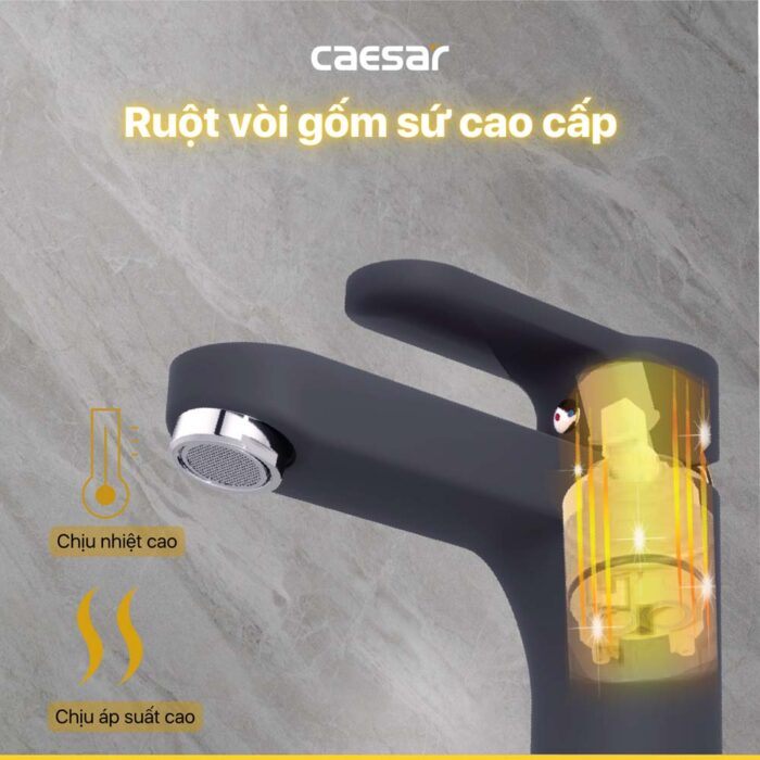 Vòi lavabo CAESAR B571CBU cổ cao nóng lạnh - Ảnh 9