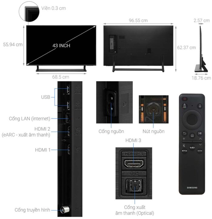 Tivi Samsung QA43Q65DAKXXV QLED 43 Inch 4K Smart - Ảnh 3