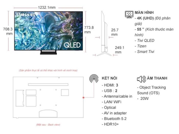 Tivi Samsung QA55Q60DAKXXV 55 Inch 4K QLED Smart - Ảnh 2