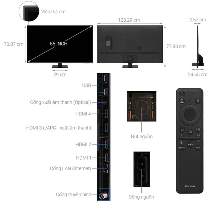 Tivi Samsung QA55Q70DAKXXV 55 Inch 4K QLED Smart - Ảnh 3