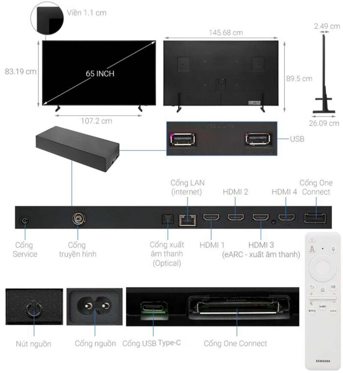 Tivi Samsung QA65LS03DAKXXV The Frame 65 Inch 4K QLED Smart - Ảnh 3