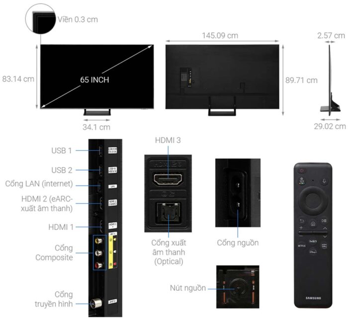 Tivi Samsung QA65Q60BAKXXV 65 Inch 4K QLED Smart - Ảnh 3