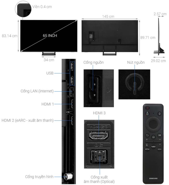 Tivi Samsung QA65Q65DAKXXV QLED 65 Inch 4K Smart - Ảnh 3