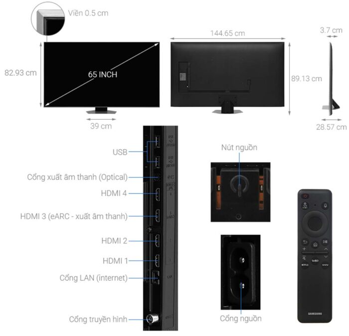 Tivi Samsung QA65Q80DAKXXV 65 Inch 4K QLED Smart - Ảnh 3