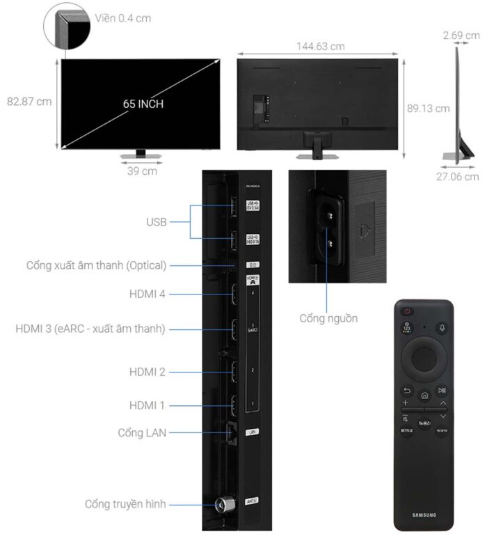 Tivi Samsung QA65QN90DAKXXV 65 Inch 4K Neo QLED Smart - Ảnh 3