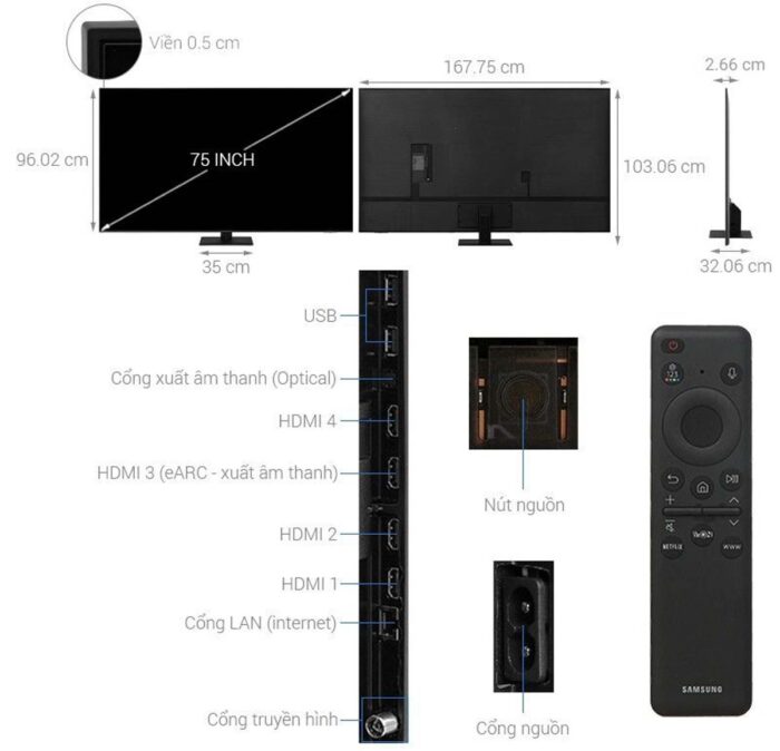 Tivi Samsung QA75Q70DAKXXV 75 Inch 4K QLEDSmart - Ảnh 3