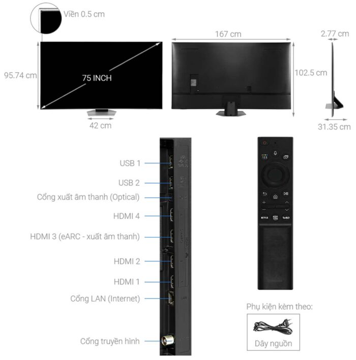 Tivi Samsung QA75QN85DBKXXV 75 Inch 4K NEO QLED Smart - Ảnh 3