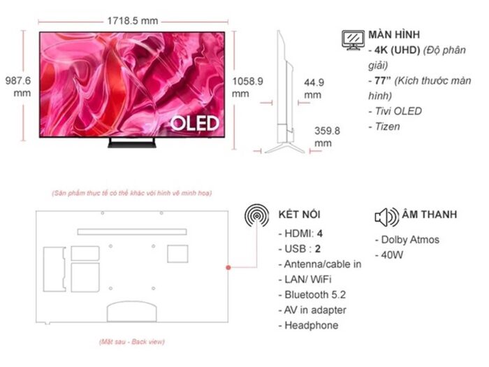 Tivi Samsung QA77S90CAKXXV 77 Inch 4K OLED Smart - Ảnh 3