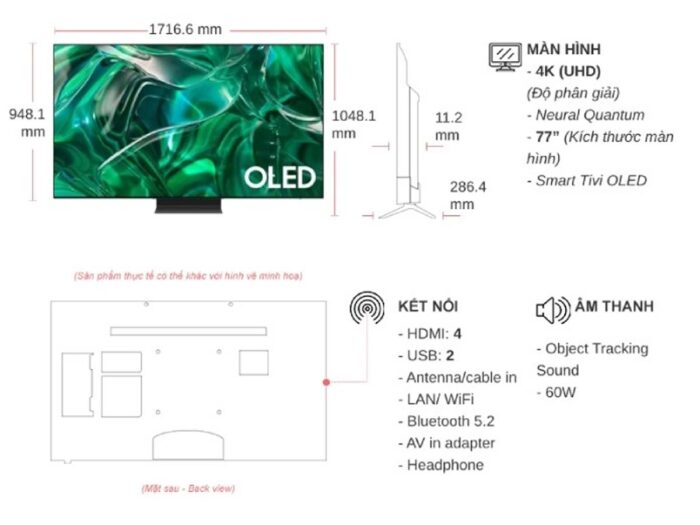 Tivi Samsung QA77S95CAKXXV 77 Inch 4K OLED Smart - Ảnh 3