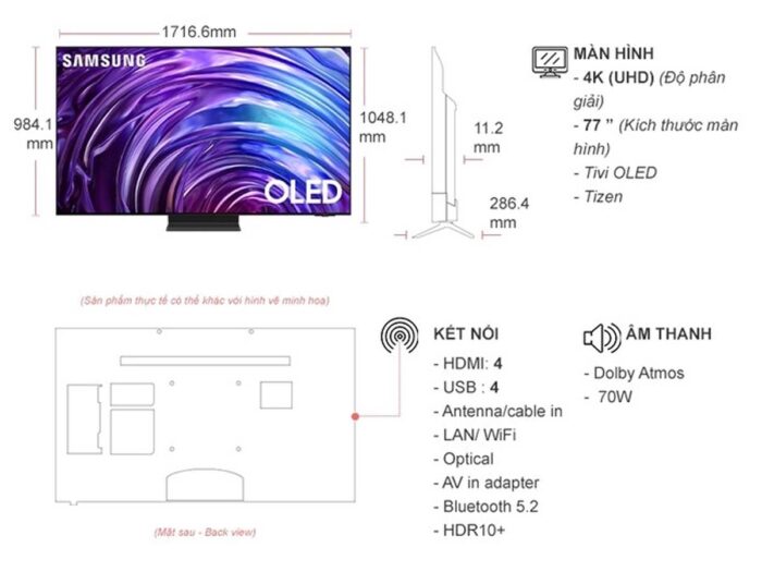 Tivi Samsung QA77S95DAKXXV 77 Inch 4K OLED Smart - Ảnh 2