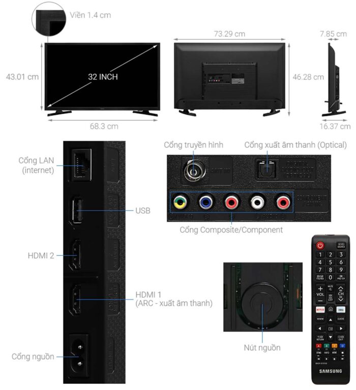 Tivi Samsung UA32T4202AKXXV 32 Inch HD LED Smart - Ảnh 3