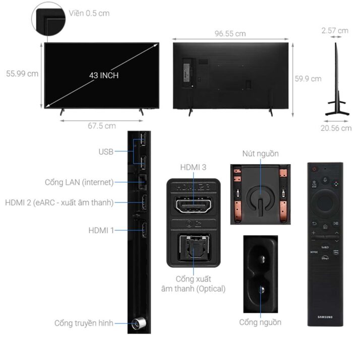 Tivi Samsung UA43BU8000KXXV 43 Inch 4K LED Smart - Ảnh 3
