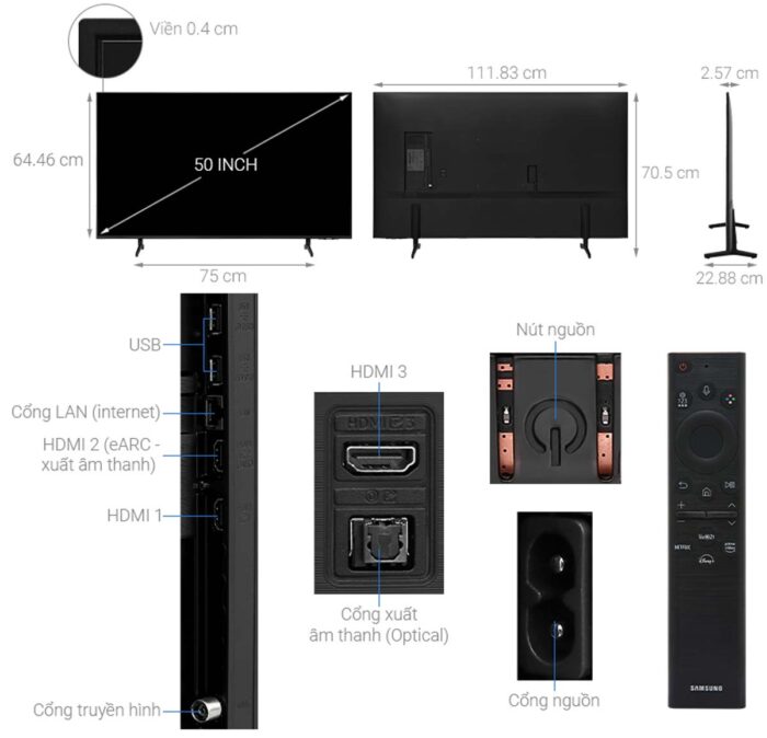 Tivi Samsung UA50BU8000KXXV 50 Inch 4K LED Smart - Ảnh 3