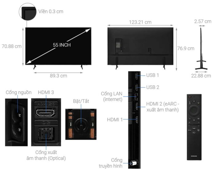 Tivi Samsung UA55BU8000KXXV 55 Inch 4K LED Smart - Ảnh 3