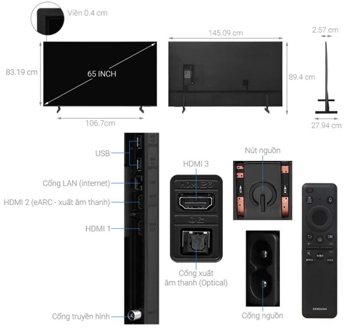 Tivi Samsung UA65DU8000KXXV 65 Inch 4K LED Smart - Ảnh 3