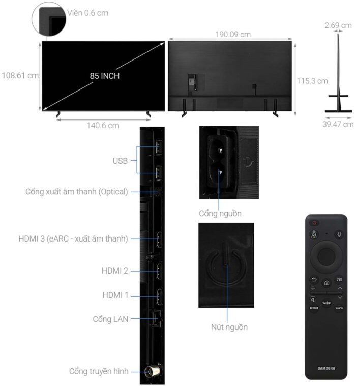 Tivi Samsung UA85DU8000KXXV 85 Inch 4K LED Smart - Ảnh 3