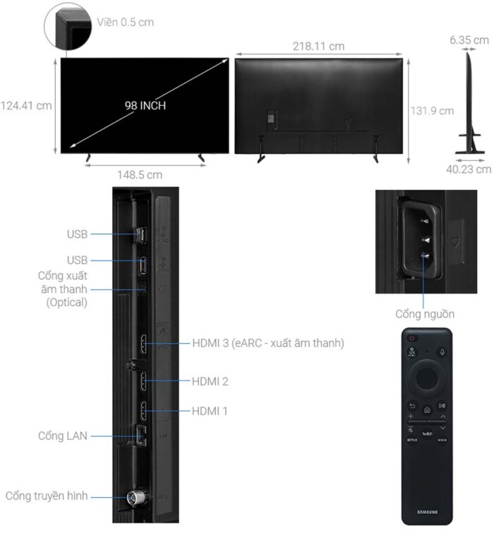 Tivi Samsung UA98DU9000KXXV 98 Inch 4K LED Smart - Ảnh 3