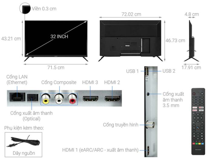 Tivi Sharp 2T-C32EG2X 32 inch HD LED Android - Ảnh 3
