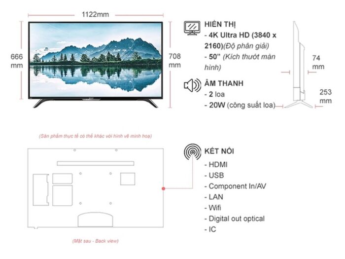 Tivi Sharp 4T-C50AL1X 50 Inch 4K LED Android - Ảnh 2