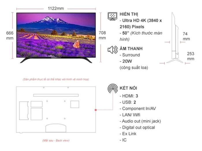 Tivi Sharp 4T-C50BK1X 50 Inch 4K LED Android - Ảnh 2