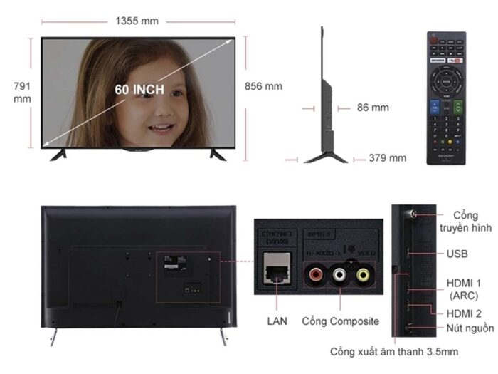 Tivi Sharp LC-60SA5500X 40 inch Full HD LED Smart - Ảnh 2