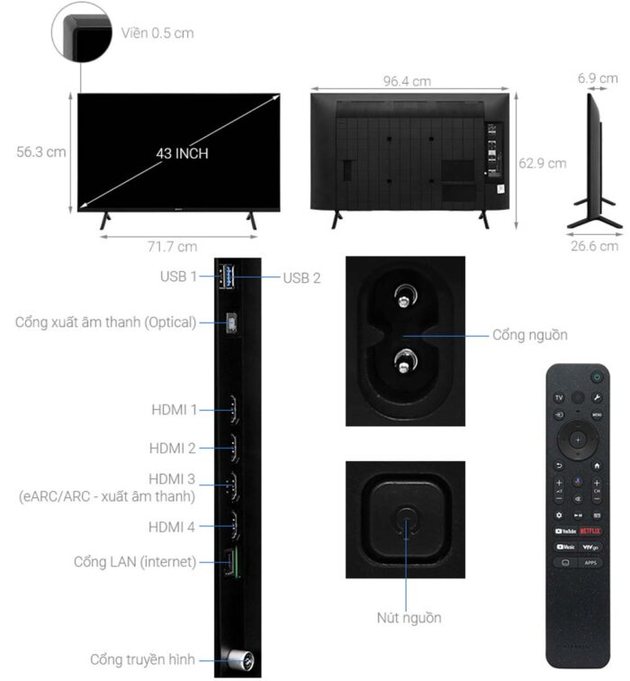 Tivi Sony K-43S30 43 Inch 4K LED Google - Ảnh 3