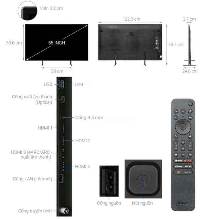 Tivi Sony K-55XR80 55 Inch 4K OLED Google - Ảnh 3