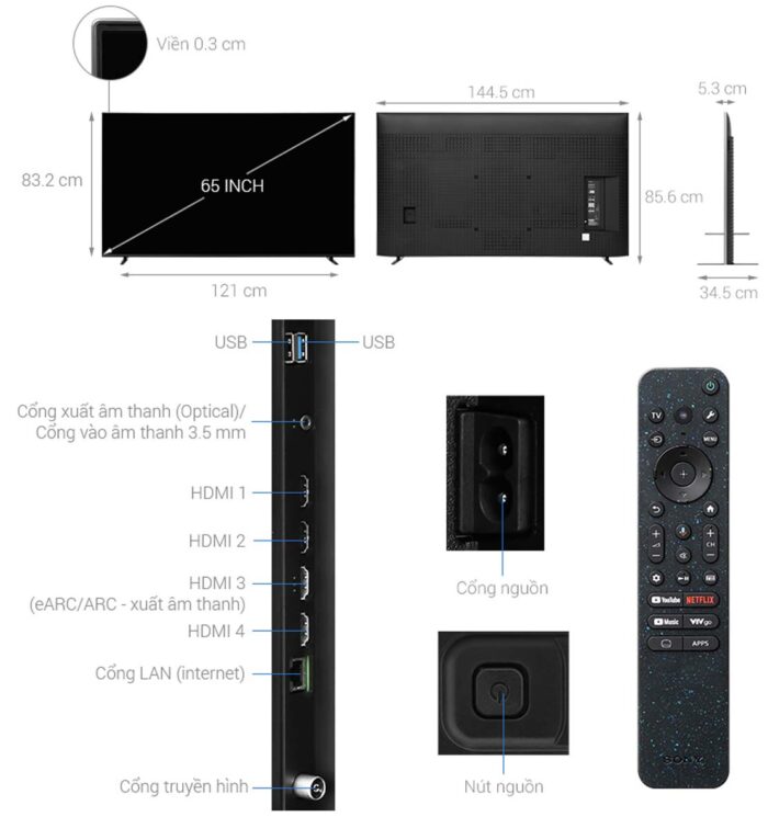 Tivi Sony K-65XR70 65 Inch 4K QLED Google - Ảnh 3