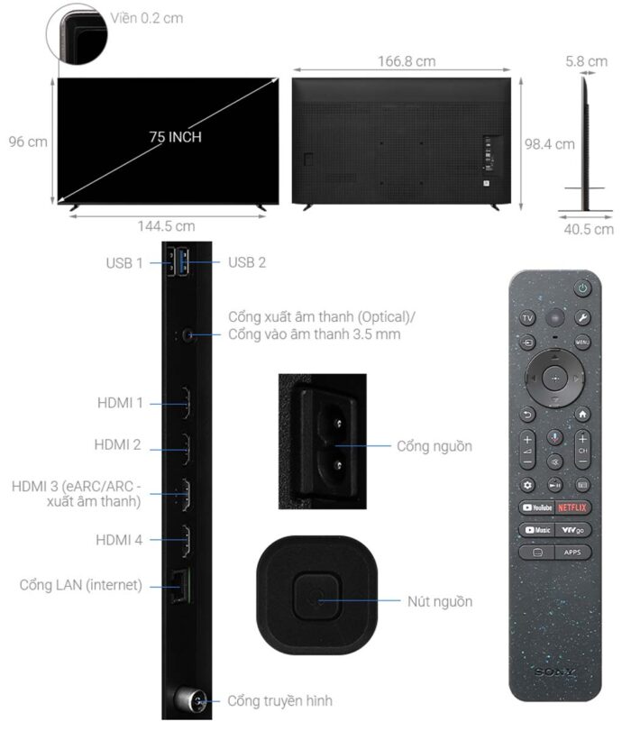 Tivi Sony K-75XR70 75 Inch 4K QLED Google - Ảnh 3