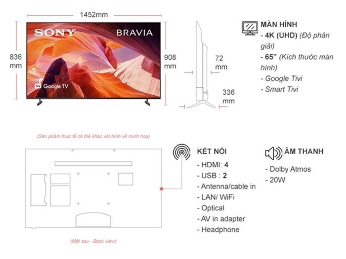 Tivi Sony KD-65X80L 65 Inch 4K LED Google - Ảnh 3