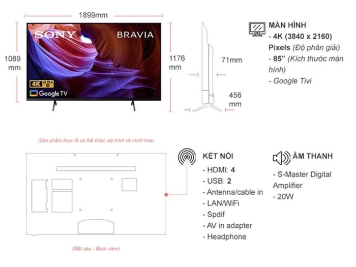 Tivi Sony KD-85X85K 85 Inch 4K LED Google - Ảnh 3