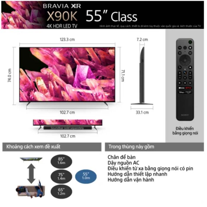 Tivi Sony XR-55X90K 55 Inch 4K LED Google - Ảnh 3