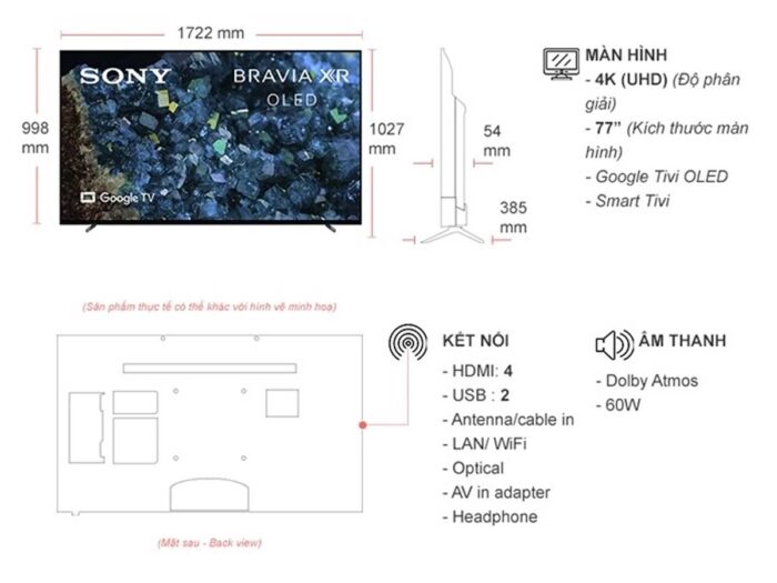 Tivi Sony XR-77A80L 77 Inch 4K OLED Google - Ảnh 3