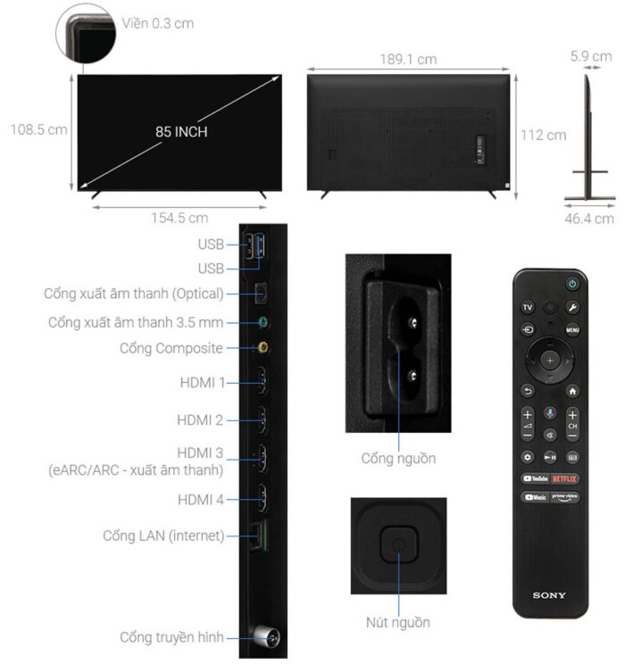 Tivi Sony XR-85X90L 85 Inch 4K LED Google - Ảnh 3