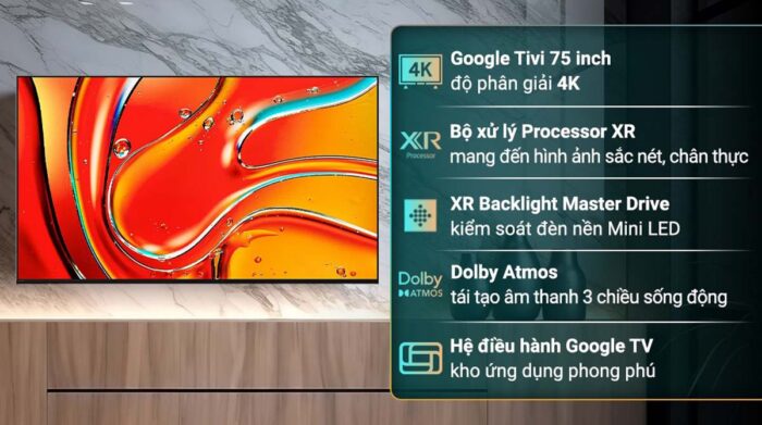 Tivi Sony K-75XR70 75 Inch 4K QLED Google - Ảnh 2
