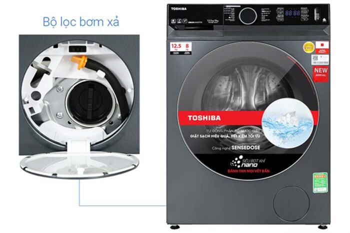 Máy giặt sấy Toshiba TWD-BM135GF4V(MG) 12.5kg 8kg Inverter - Ảnh 6