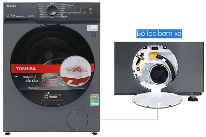 Máy giặt sấy Toshiba TWD-T21BU115UWV(MG) 10.5kg 7kg Inverter - Ảnh 7
