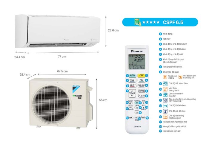 Điều Hòa Daikin FTHF25XVMV 9000Btu 2 Chiều Inverter