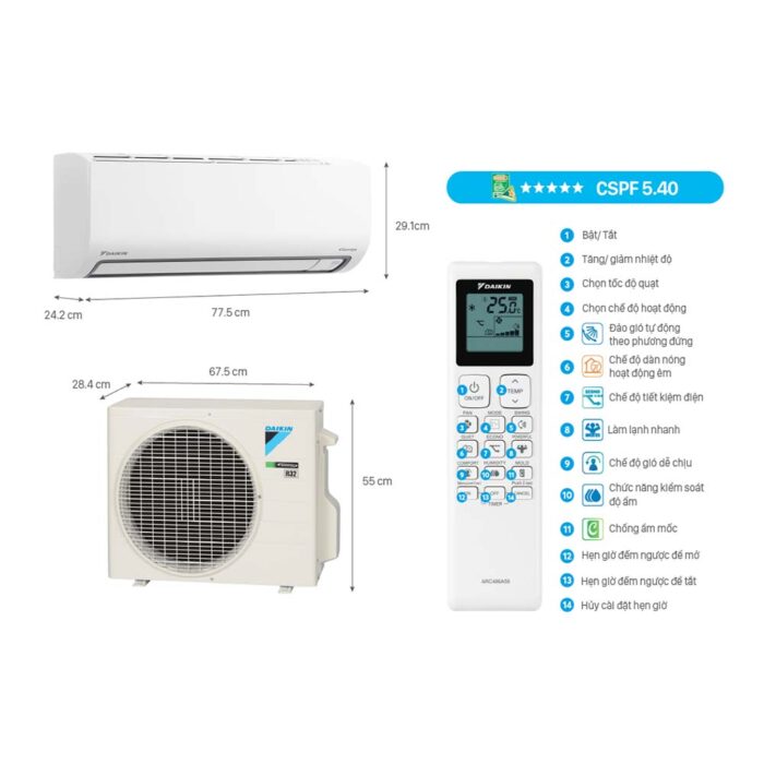 Điều Hòa Daikin FTKB35YVMV 12000Btu 1 Chiều Inverter - Ảnh 2