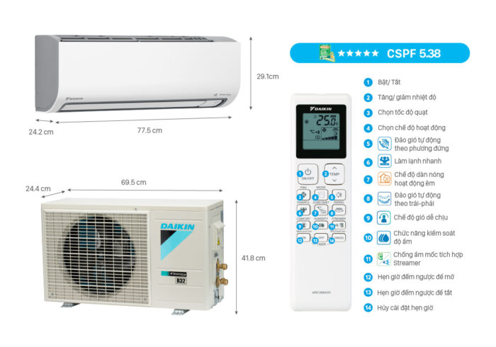 Điều Hòa Daikin FTKF25XVMV/RKF25XVMV 9000Btu 1 Chiều Inverter - Ảnh 2
