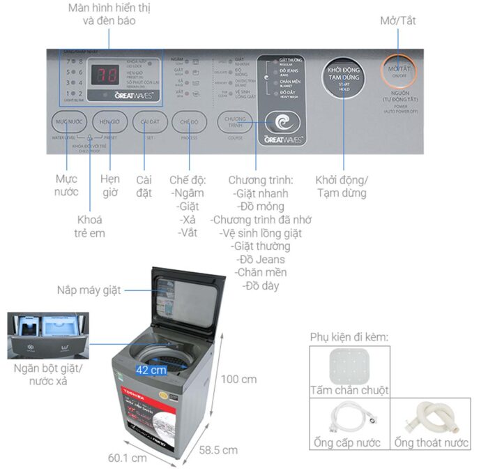 Máy giặt Toshiba AW-DUK1300KV(SG) Inverter 12kg - Ảnh 3