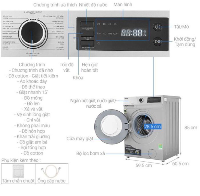 Máy giặt Toshiba TW-BK105S3V(SK) Inverter 9,5kg - Ảnh 3