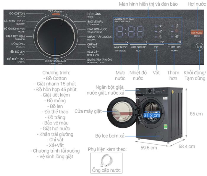 Máy giặt Toshiba TW-T21BU105UWV(MG) Inverter 9.5kg - Ảnh 3